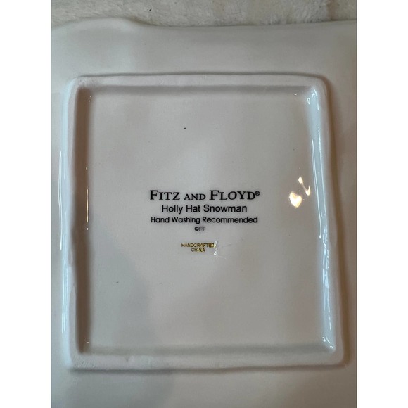 Fitz And Floyd Christmas Dish Holly Hat Snowman Snack Plate with Spreader - Picture 5 of 5